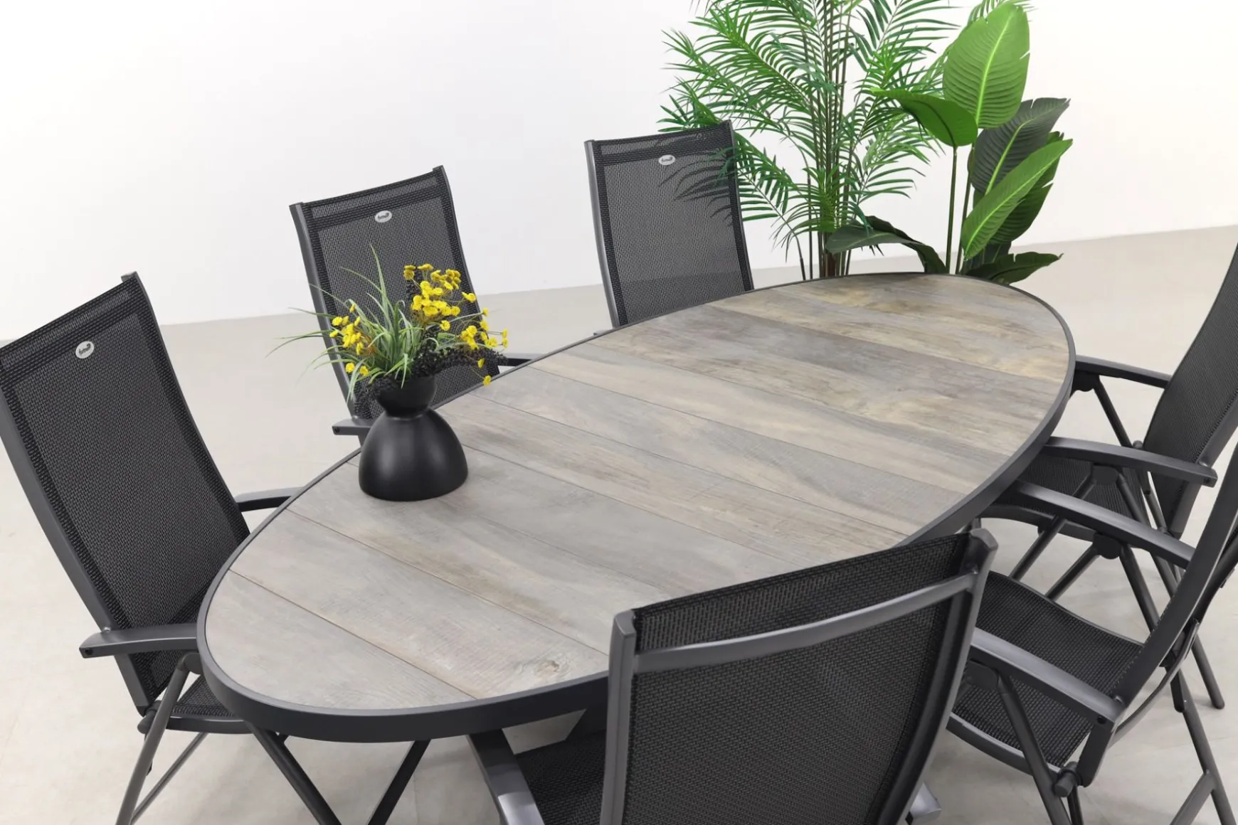 Hartman Salvatore/Silva houtlook 240x115 cm. ovale tuinset - verstelbaar - 7-delig