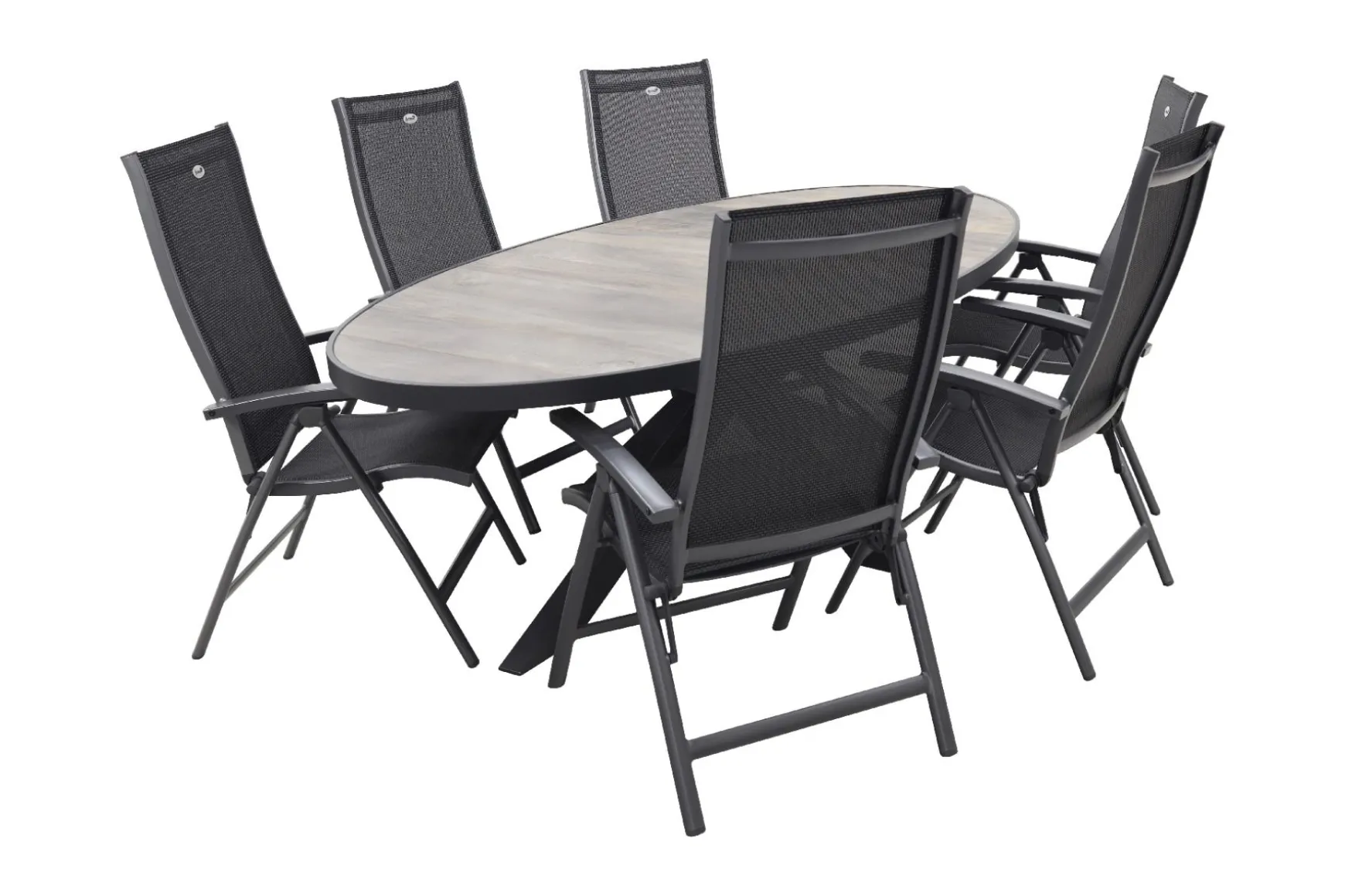 Hartman Salvatore/Silva houtlook 240x115 cm. ovale tuinset - verstelbaar - 7-delig