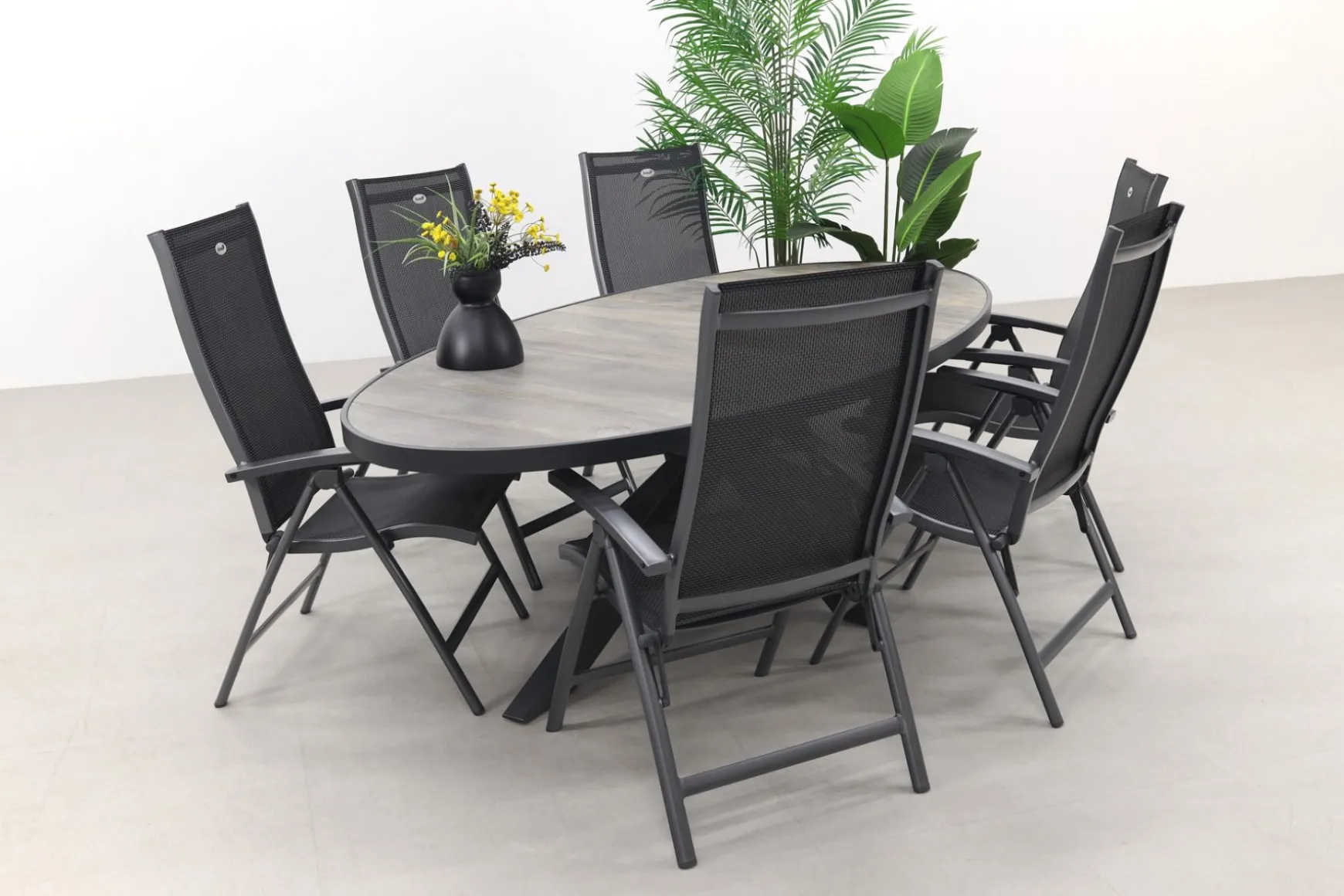 Hartman Salvatore/Silva houtlook 240x115 cm. ovale tuinset - verstelbaar - 7-delig