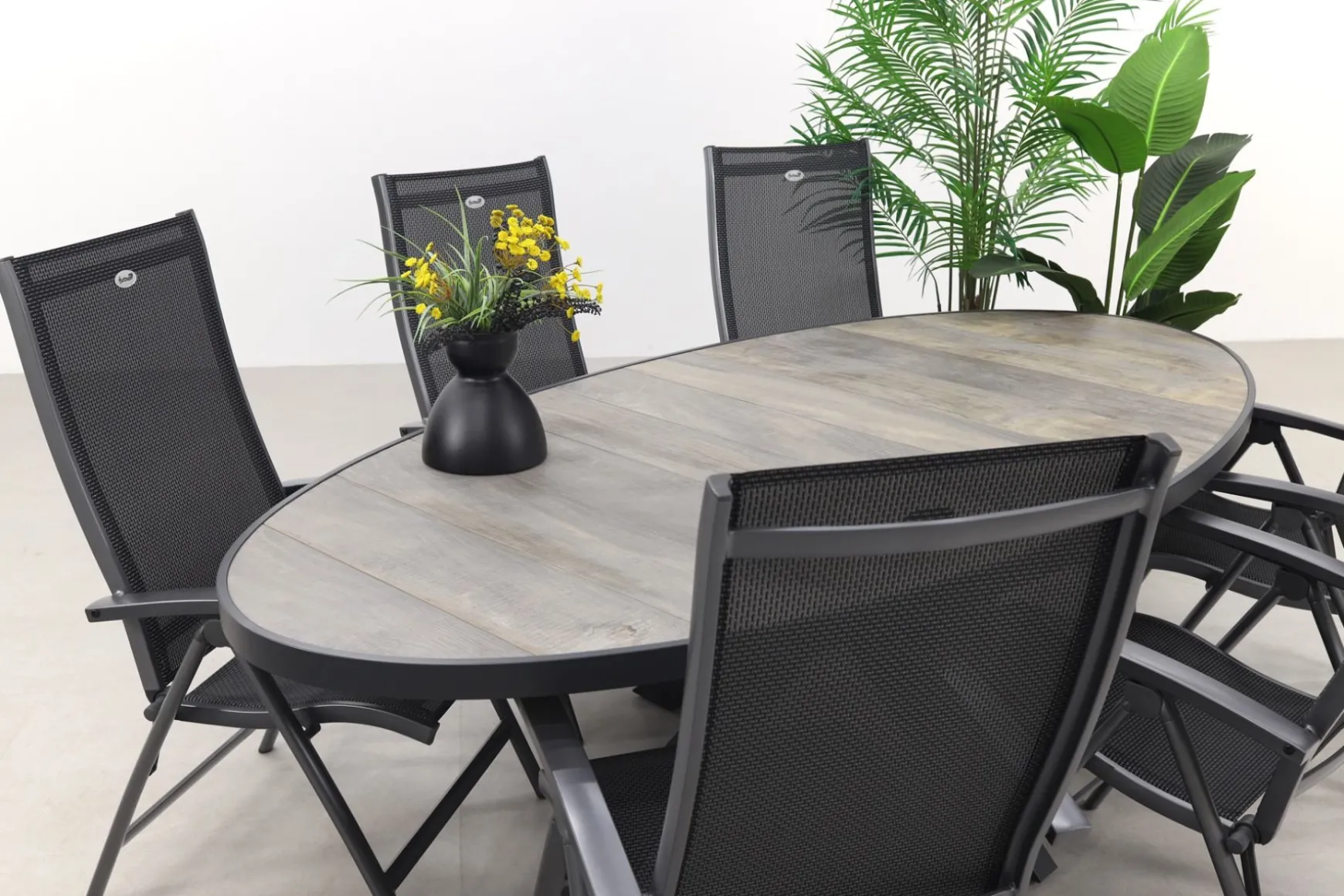 Hartman Salvatore/Silva houtlook 240x115 cm. ovale tuinset - verstelbaar - 7-delig