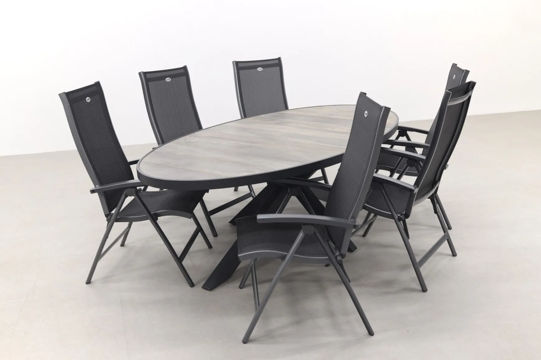 Hartman Salvatore/Silva houtlook 240x115 cm. ovale tuinset - verstelbaar - 7-delig