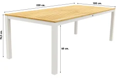 Hartman Sonata tuintafel 220x100 cm. - Teak/Wit (OP=OP)