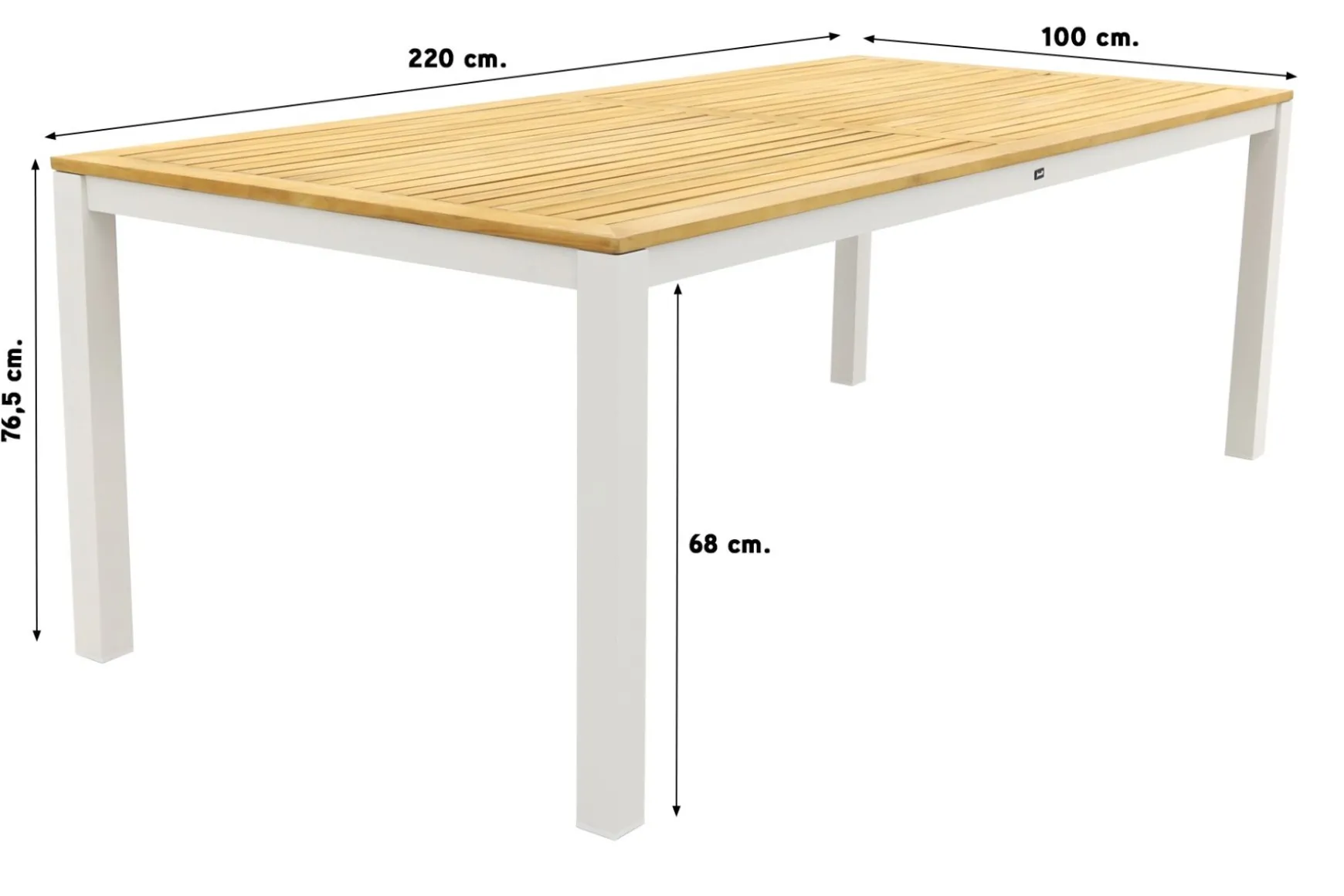 Hartman Sonata tuintafel 220x100 cm. - Teak/Wit (OP=OP)