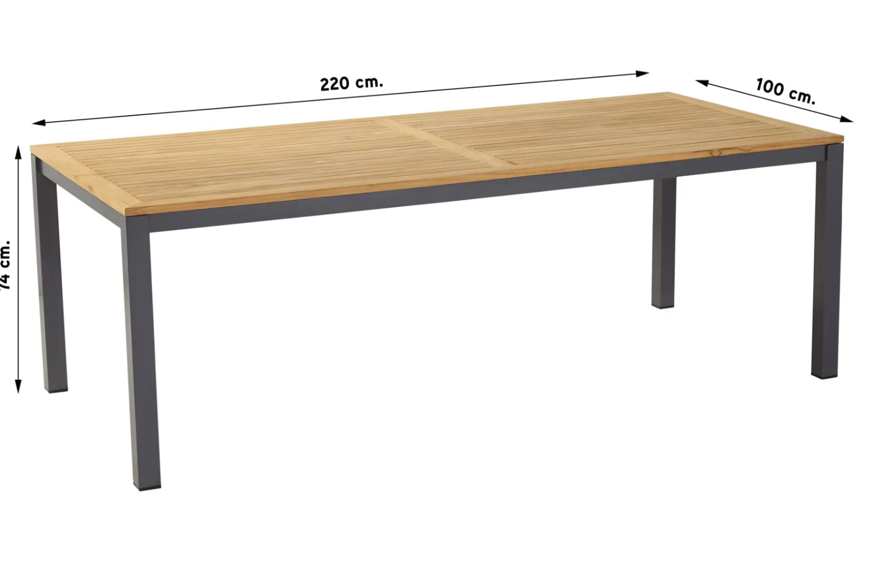 Hartman Sonata tuintafel 220x100 cm. – Teak/Antraciet
