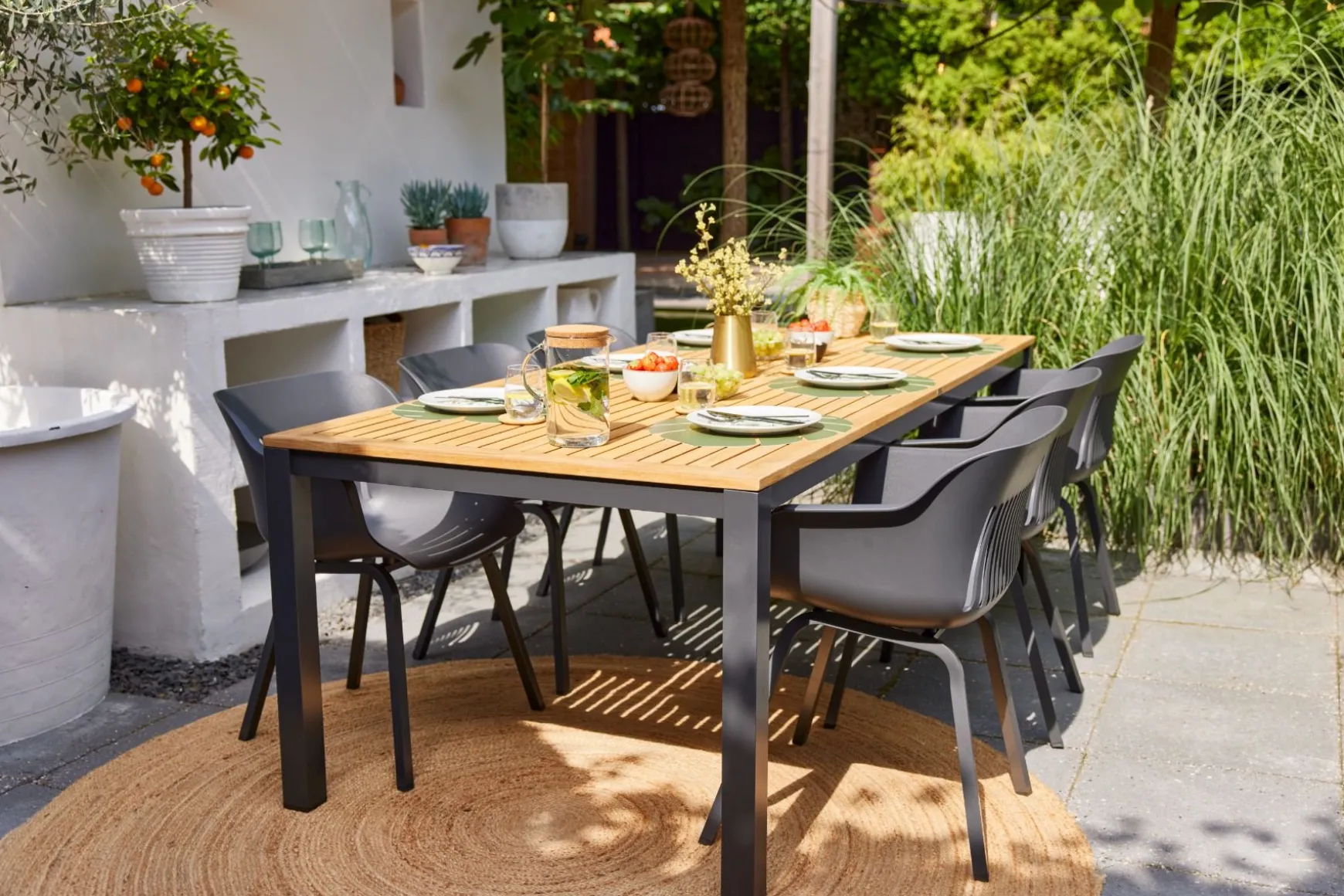 Hartman Sonata tuintafel 220x100 cm. – Teak/Antraciet