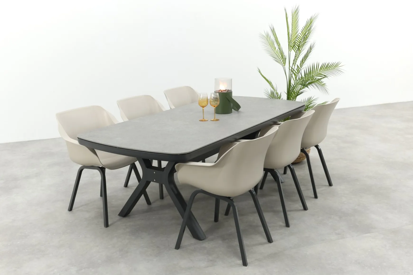 Hartman Sophie Element/Ponto tuinset voor 6 personen 220x100 cm. - Antraciet
