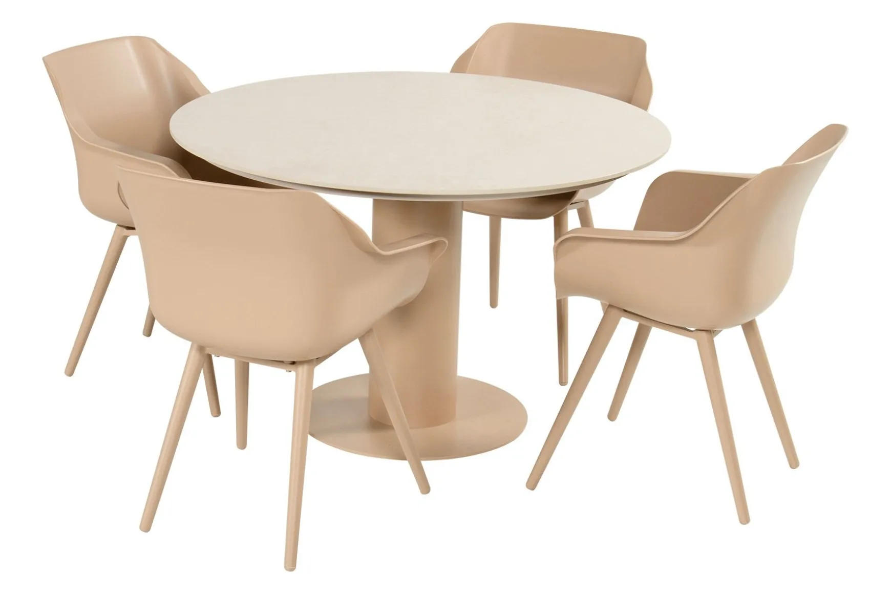 Hartman Sophie/Girona ronde tuinset voor 4 personen 120 cm. - Cappuccino
