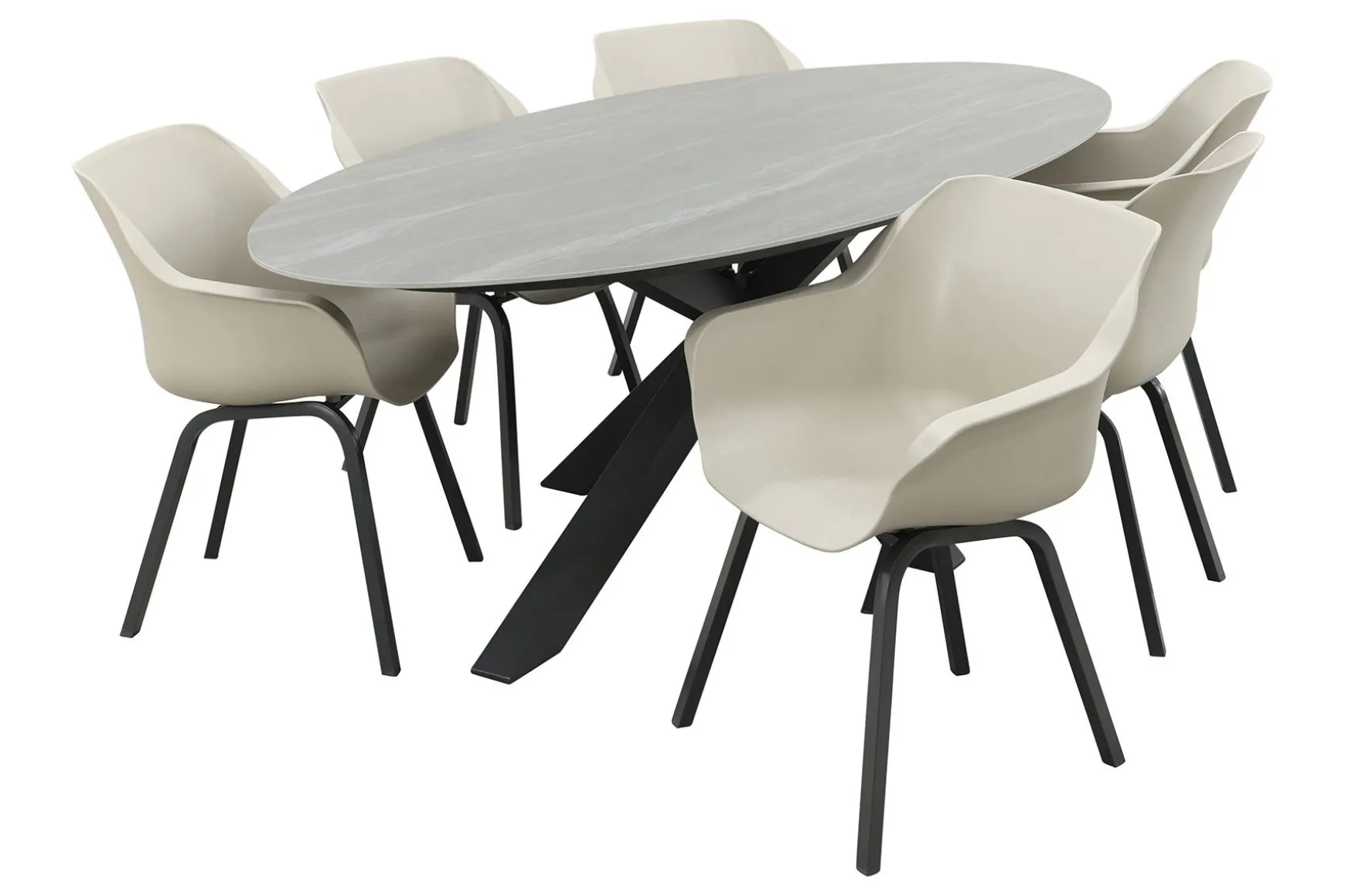 Hartman Sophie/Scotland 6-persoons ovale tuinset 230x115 cm. - Zand/Antraciet