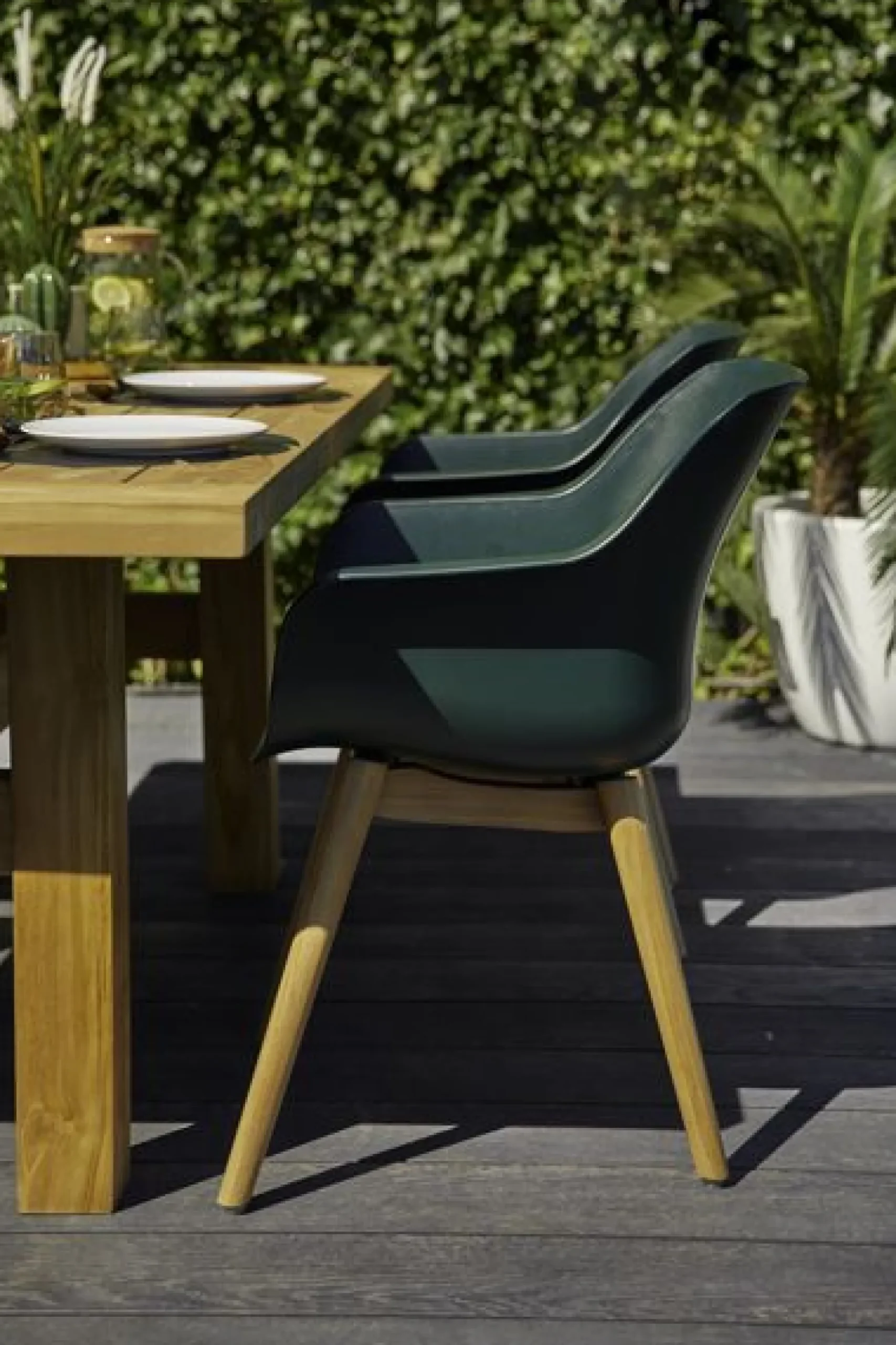 Hartman Sophie Studio dining armstoel - Night Green - Teak poot OP=OP