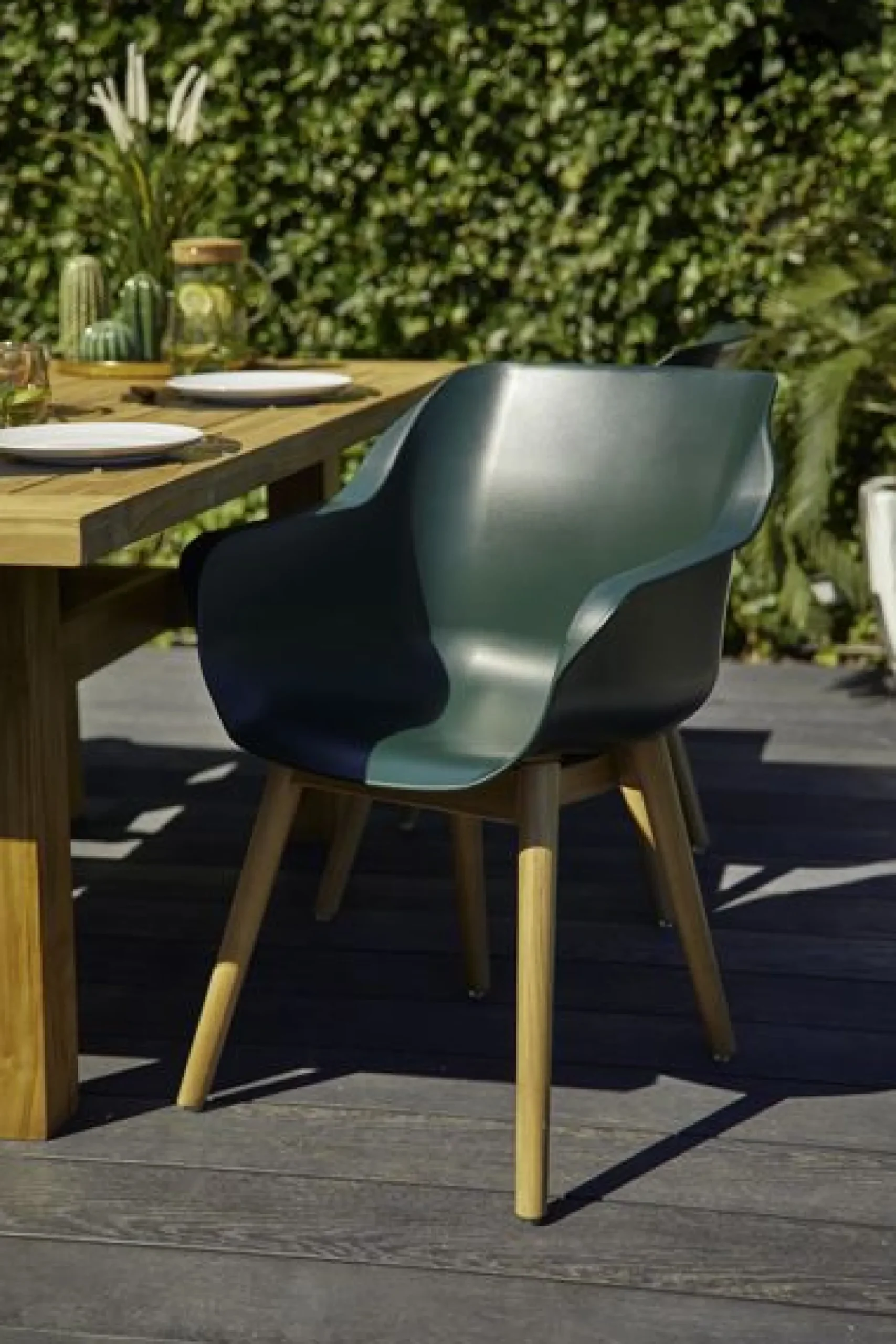 Hartman Sophie Studio dining armstoel - Night Green - Teak poot OP=OP