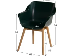 Hartman Sophie Studio dining armstoel - Night Green - Teak poot OP=OP
