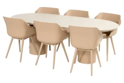Hartman Sophie/Valencia ovale tuinset voor 6 personen 220x100 cm. - Cappuccino