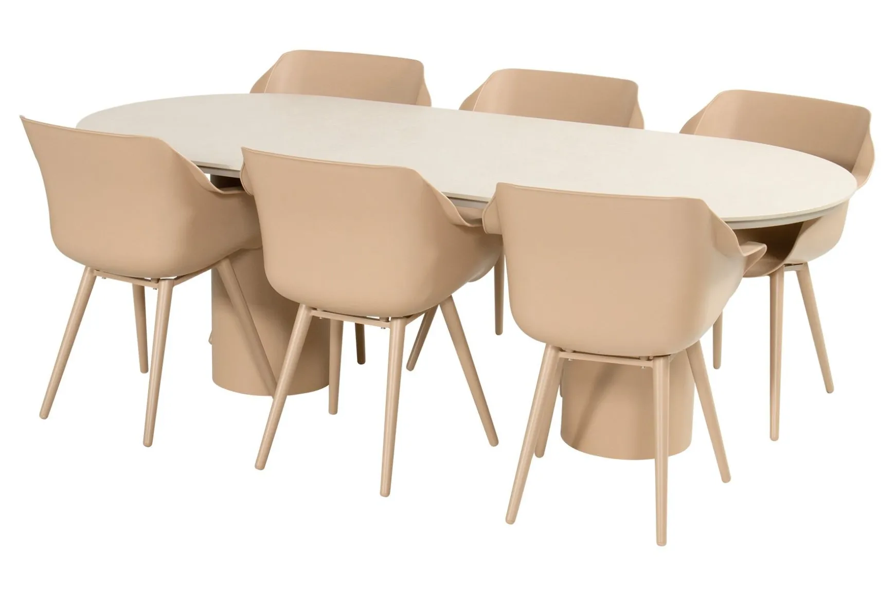 Hartman Sophie/Valencia ovale tuinset voor 6 personen 220x100 cm. - Cappuccino