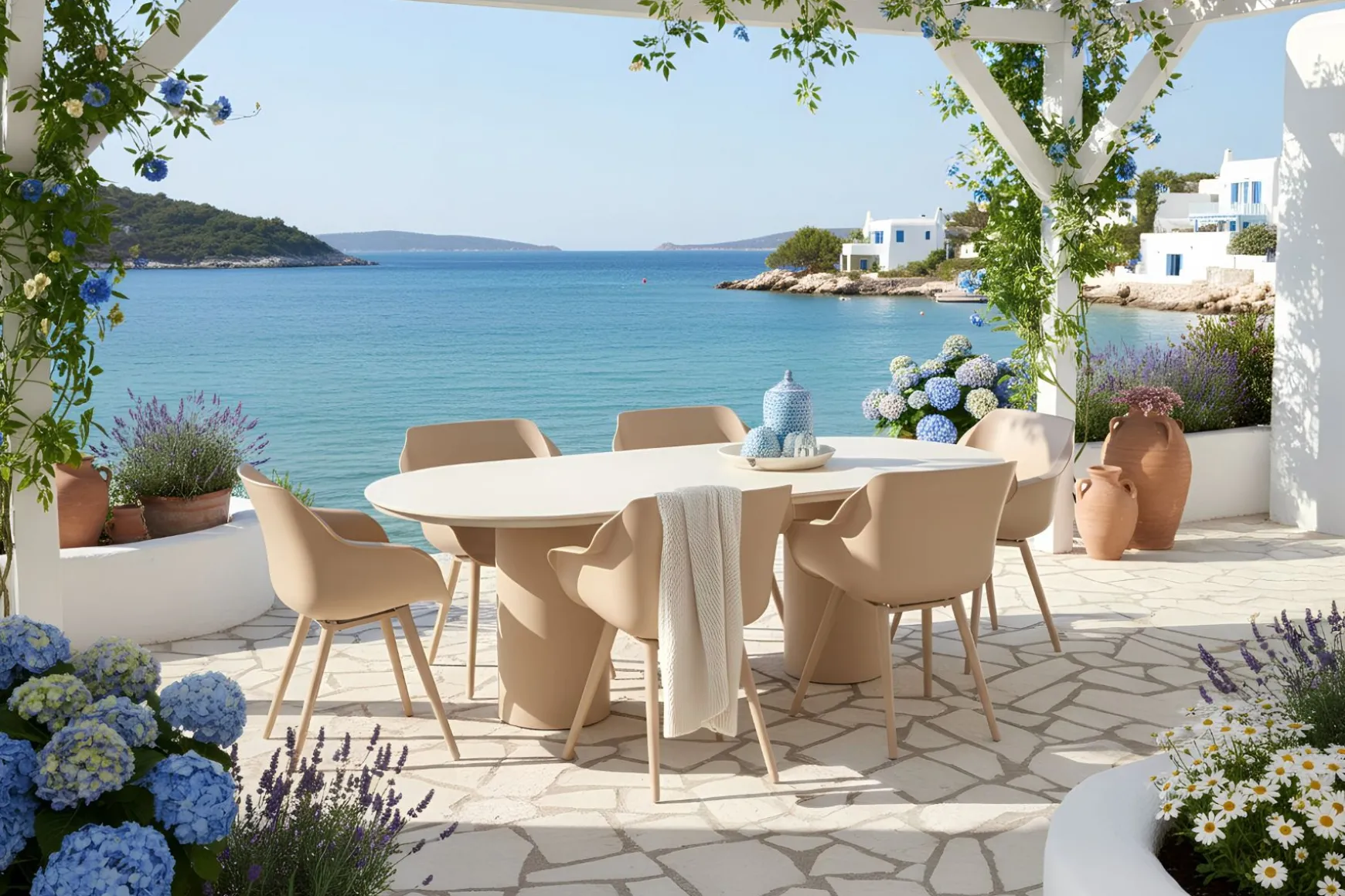 Hartman Sophie/Valencia ovale tuinset voor 6 personen 220x100 cm. - Cappuccino