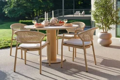 Hartman Taragona/Girona ronde stapelbare tuinset voor 4 personen 120 cm. - Cappuccino