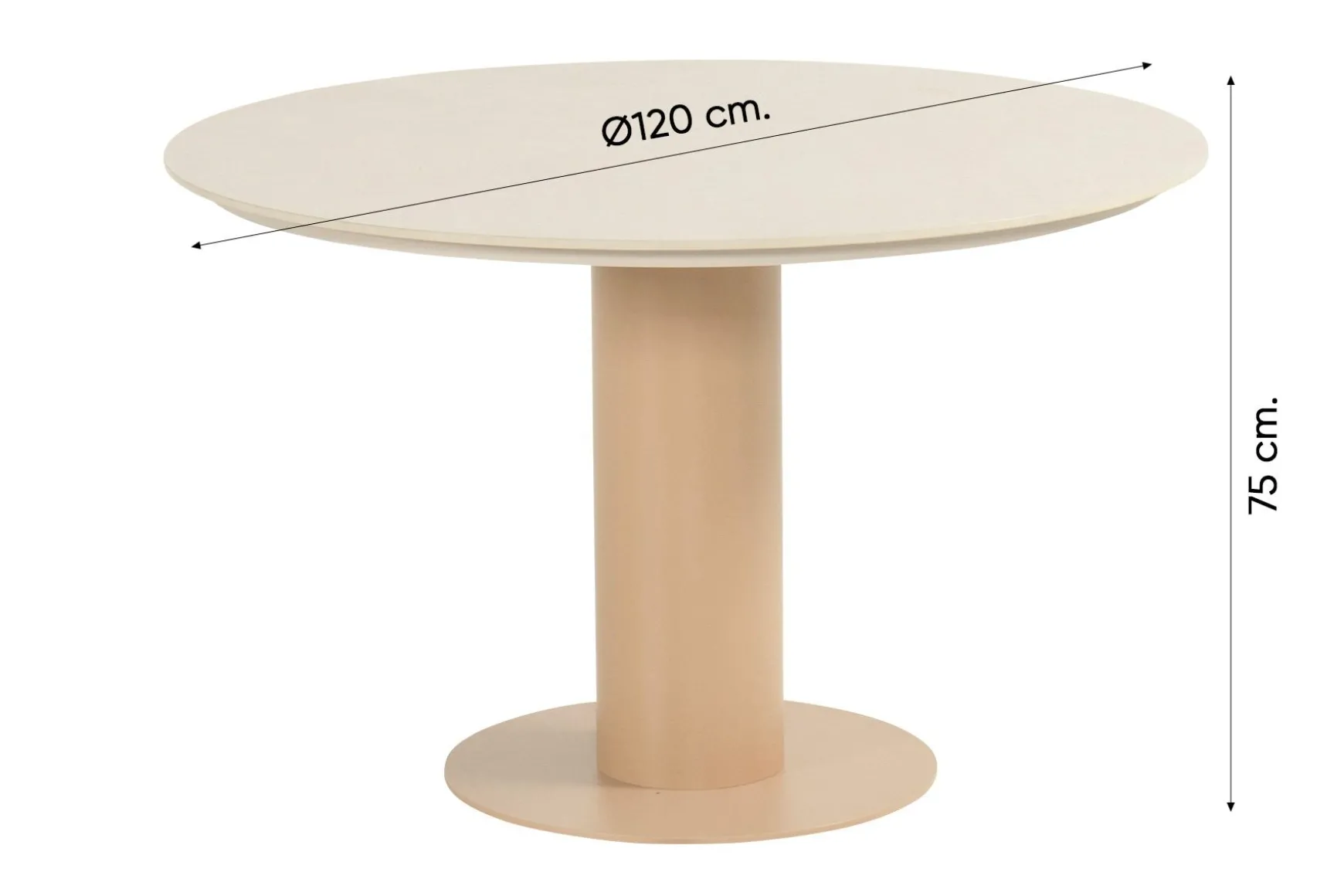 Hartman Taragona/Girona ronde stapelbare tuinset voor 4 personen 120 cm. - Cappuccino