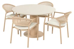 Hartman Taragona/Girona ronde stapelbare tuinset voor 4 personen 120 cm. - Cappuccino