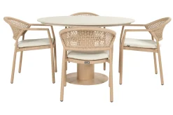 Hartman Taragona/Girona ronde stapelbare tuinset voor 4 personen 120 cm. - Cappuccino