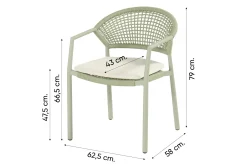Hartman Taragona/Girona ronde stapelbare tuinset voor 4 personen 120 cm. - Soft Green