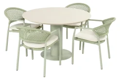Hartman Taragona/Girona ronde stapelbare tuinset voor 4 personen 120 cm. - Soft Green