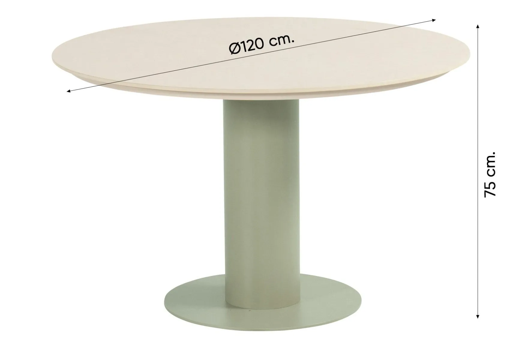 Hartman Taragona/Girona ronde stapelbare tuinset voor 4 personen 120 cm. - Soft Green