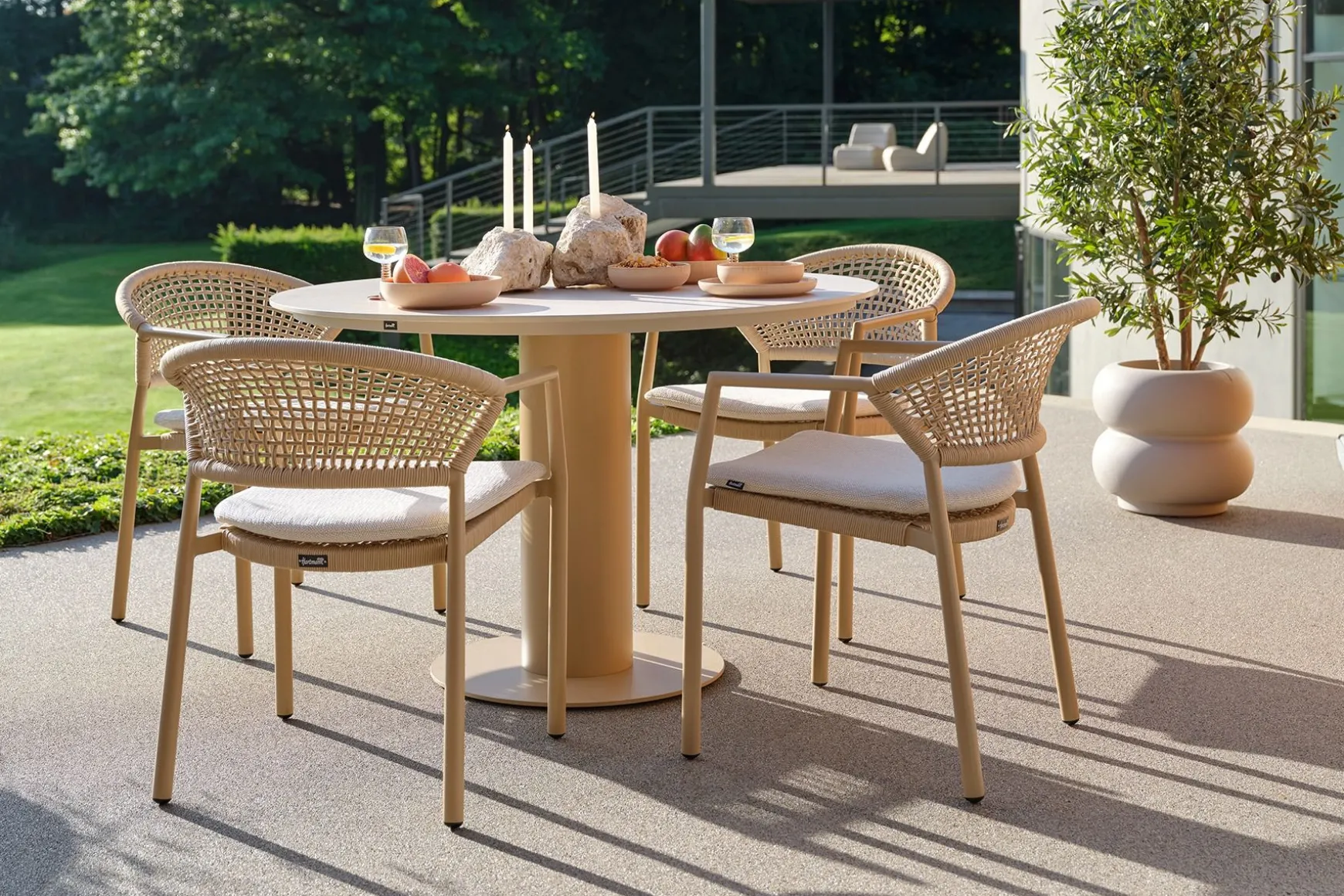 Hartman Taragona stapelbare rope dining tuinstoel - Cappuccino