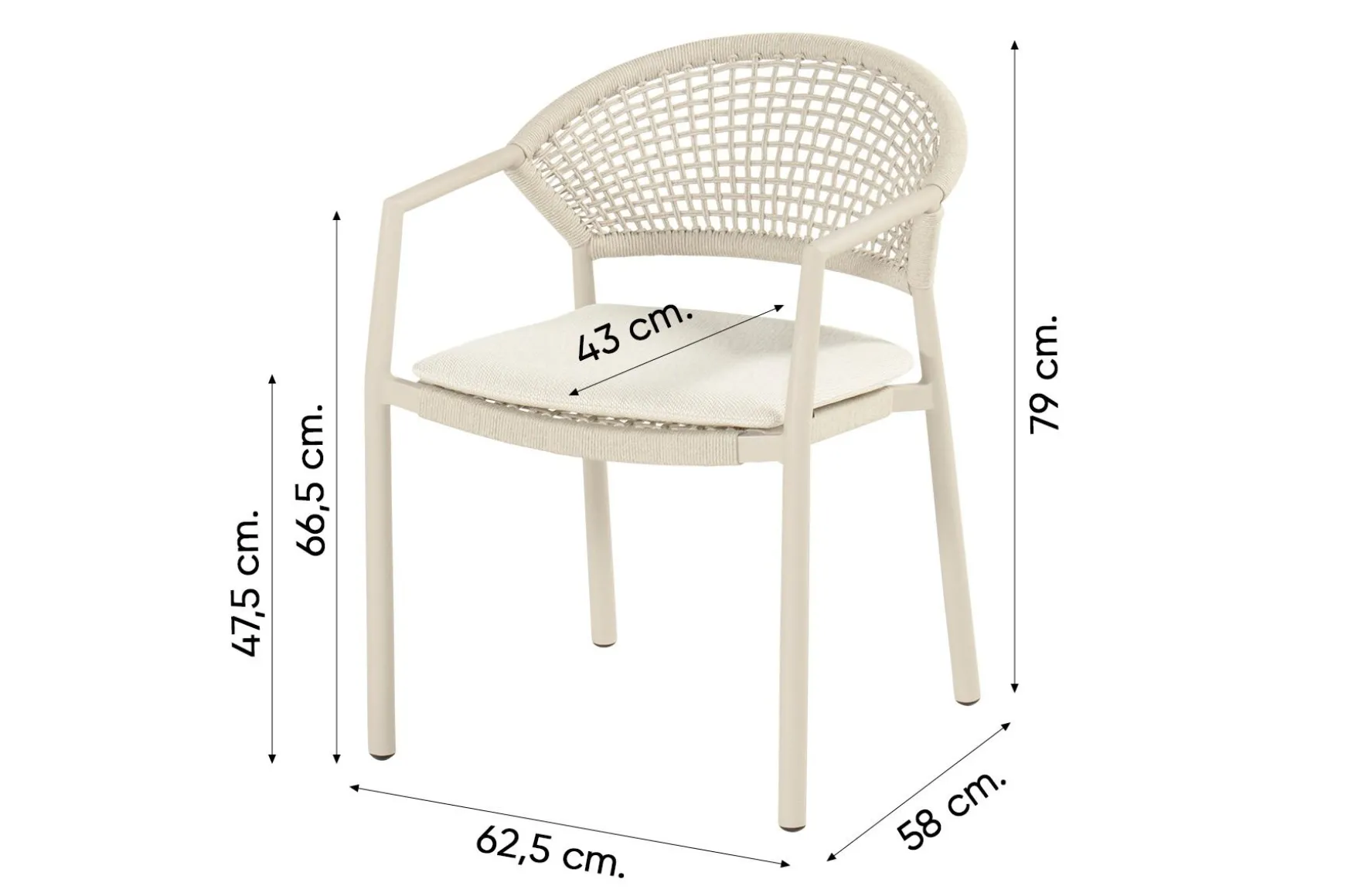 Hartman Taragona stapelbare rope dining tuinstoel - Sand