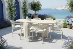Hartman Taragona/Valencia ovale stapelbare tuinset voor 6 personen 220x100 cm. - Sand
