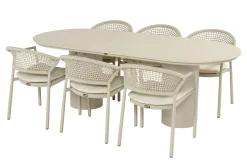 Hartman Taragona/Valencia ovale stapelbare tuinset voor 6 personen 220x100 cm. - Sand