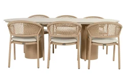 Hartman Taragona/Valencia ovale stapelbare tuinset voor 6 personen 220x100 cm. - Cappuccino