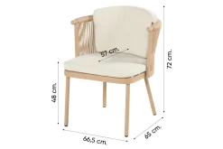 Hartman Toledo/Girona ronde rope tuinset voor 4 personen 120 cm. - Cappuccino