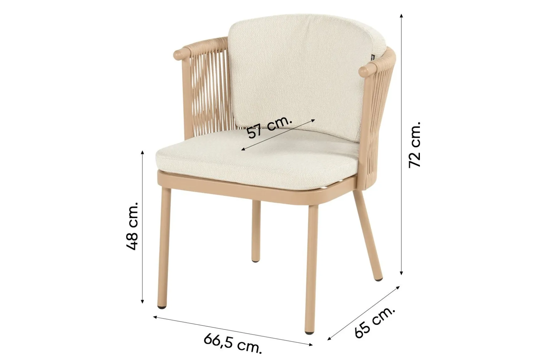 Hartman Toledo/Girona ronde rope tuinset voor 4 personen 120 cm. - Cappuccino