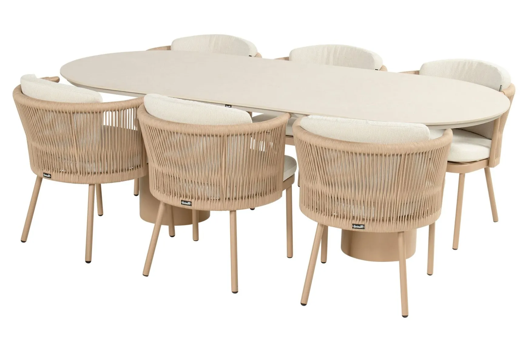 Hartman Toledo/Valencia ovale tuinset voor 6 personen 220x100 cm. - Cappuccino