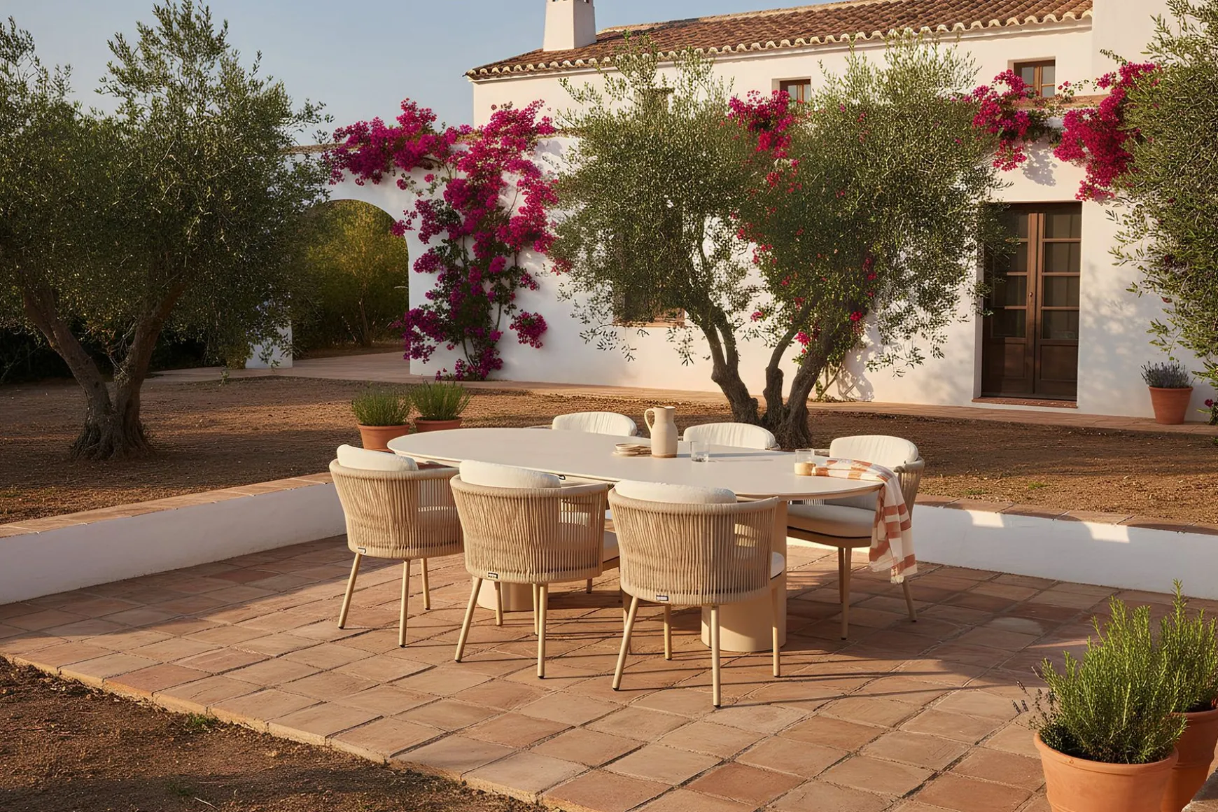 Hartman Toledo/Valencia ovale tuinset voor 6 personen 220x100 cm. - Cappuccino