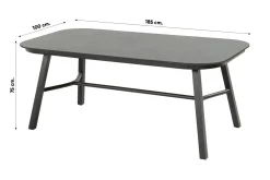 Hartman Tubb dining tuintafel 185x100 cm. - Keramiek/Zwart