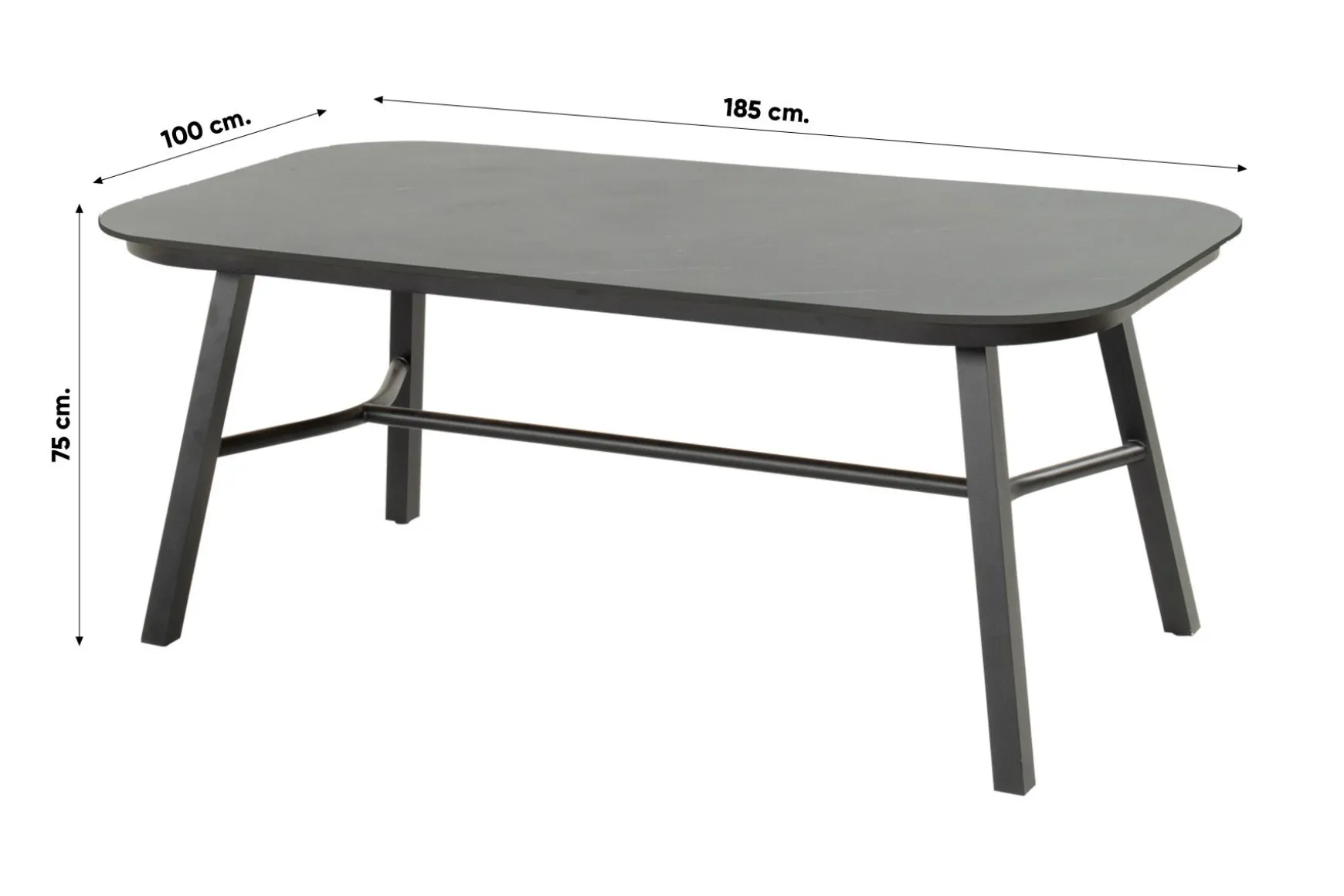 Hartman Tubb dining tuintafel 185x100 cm. - Keramiek/Zwart