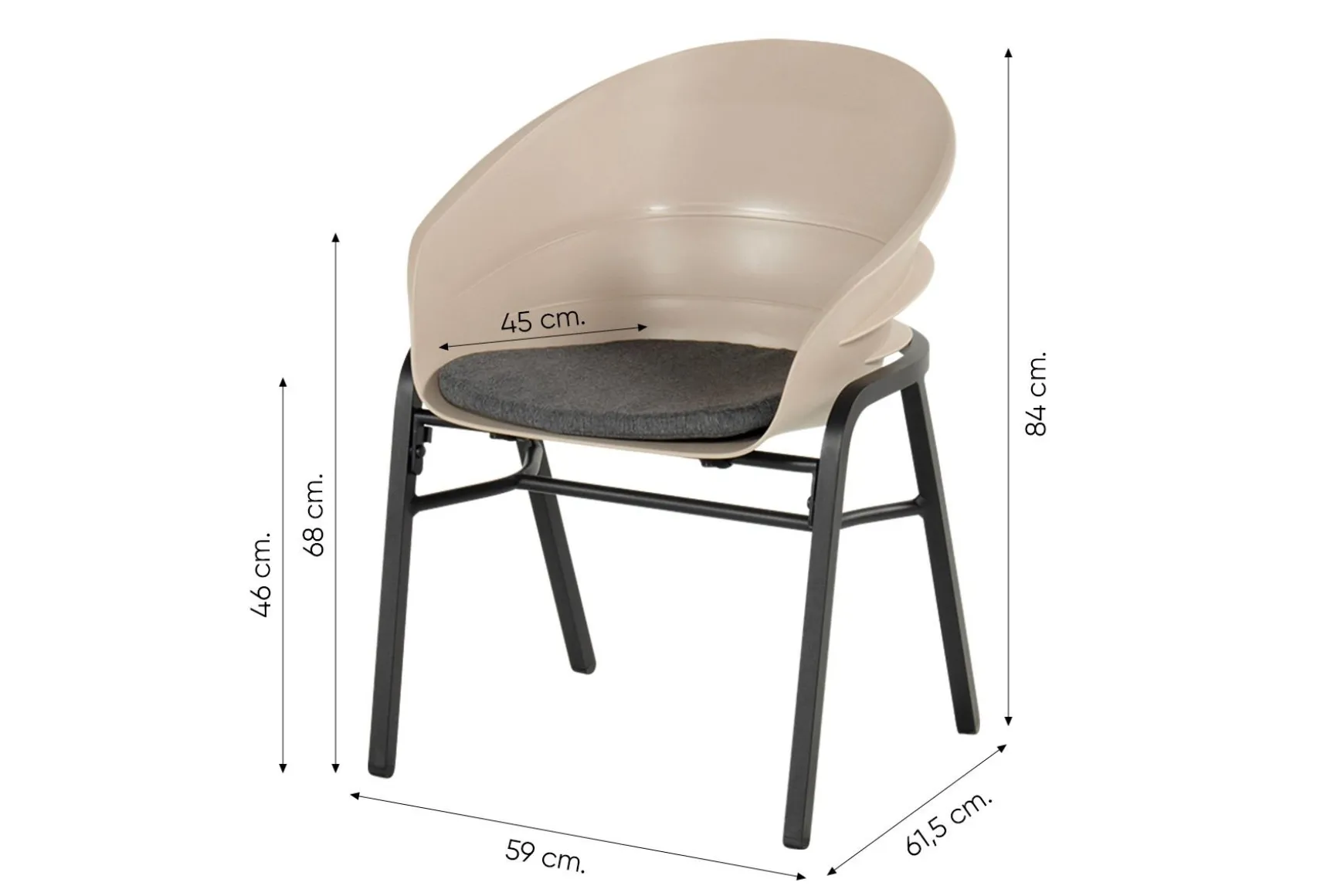 Hartman Tubb verstelbare tuinset 185x100 cm. (5-delig) - Keramiek/Soft Taupe