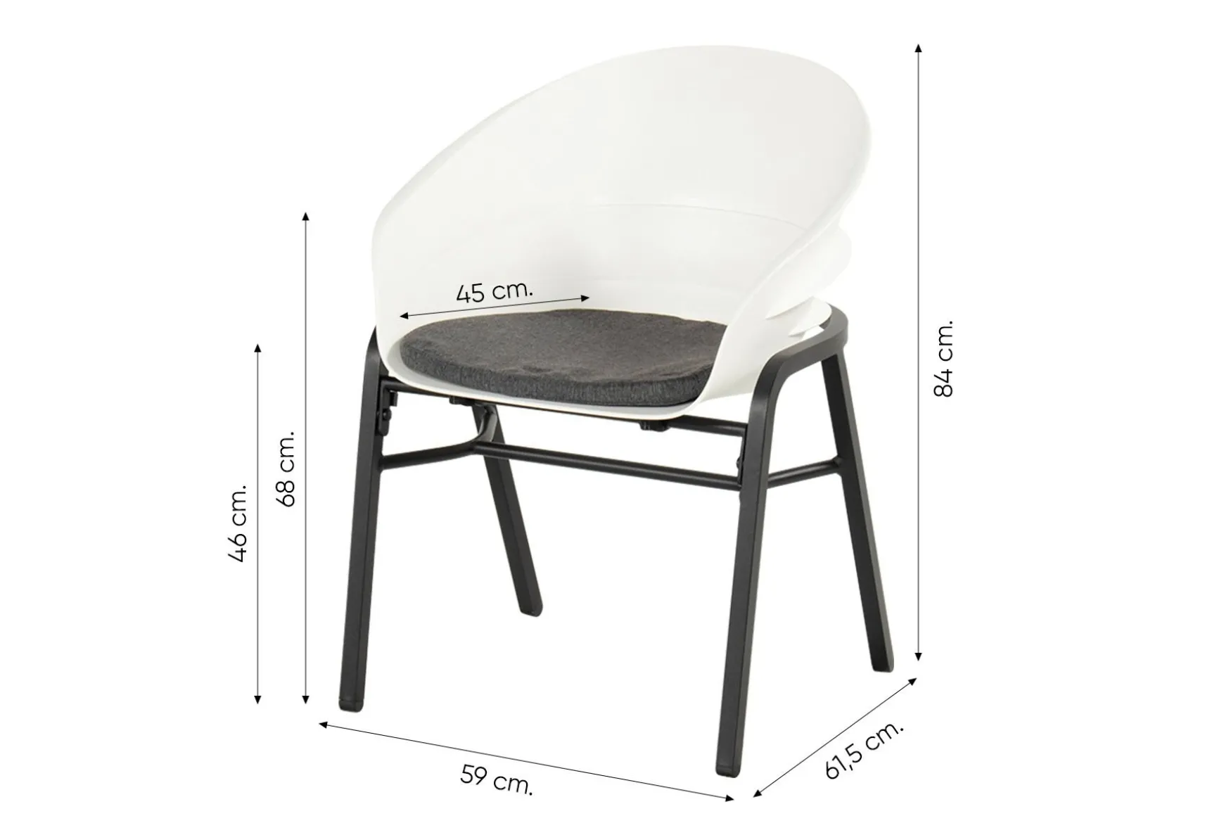 Hartman Tubb verstelbare tuinset 185x100 cm. (5-delig) - Keramiek/Royal White