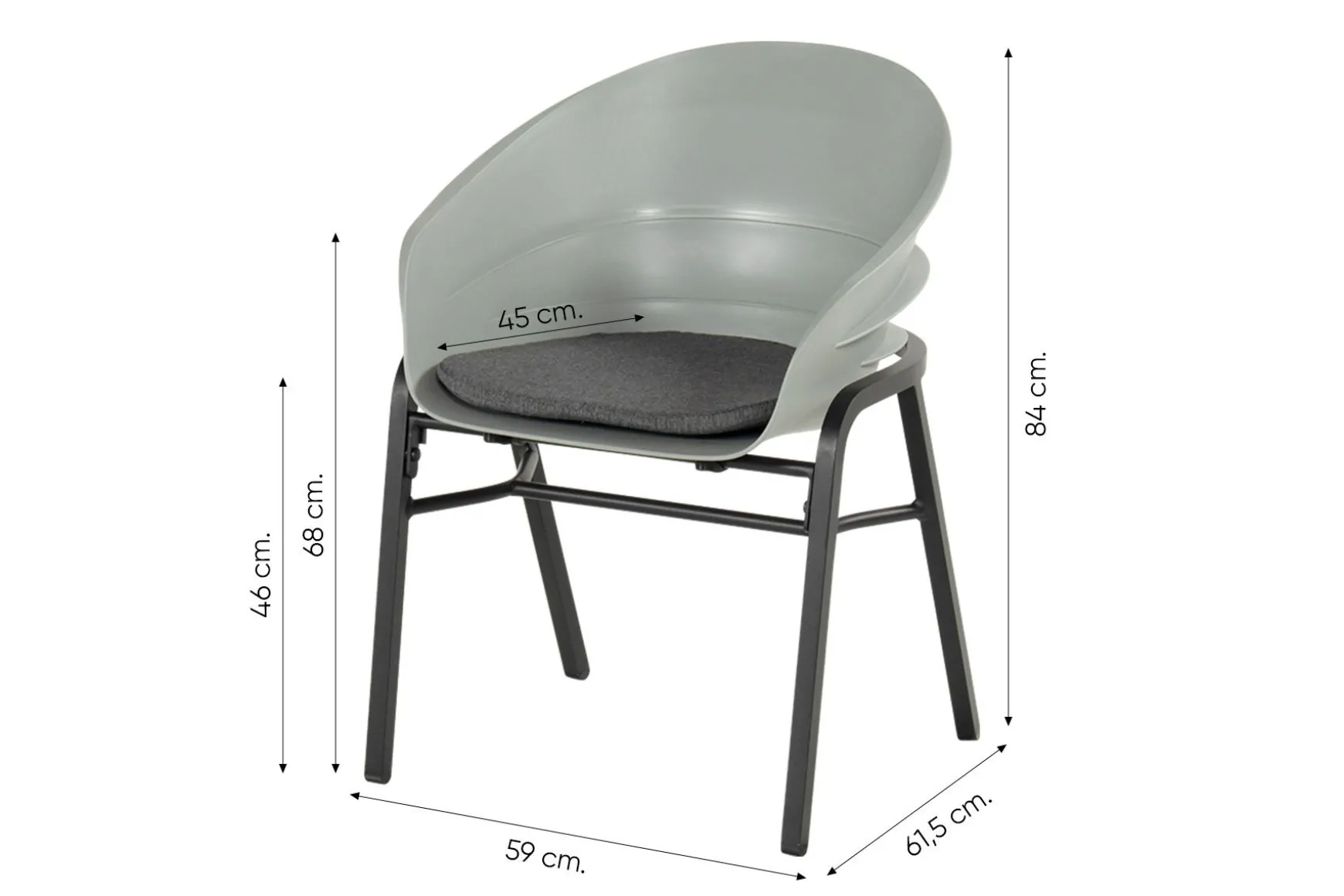 Hartman Tubb verstelbare tuinset 185x100 cm. (5-delig) - Keramiek/Concrete Grey