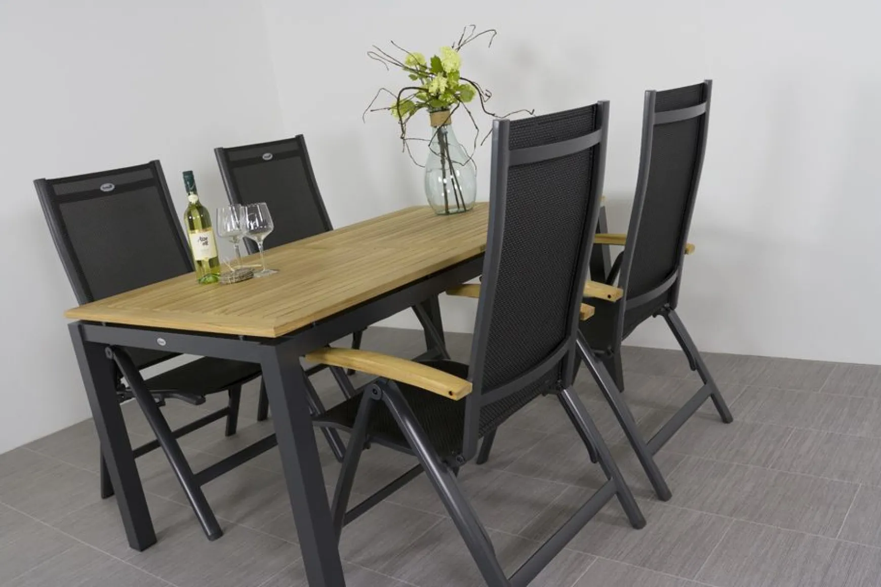 Hartman tuinset Sonata tuintafel 160 cm. - Roma tuinstoelen