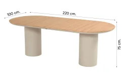 Hartman Valencia ovale dining tuintafel 220x100 cm. - Teak/Beige