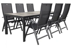 Hartman Valentino/Kings 6-persoons verstelbare dining tuinset 220x100 cm. - Antraciet