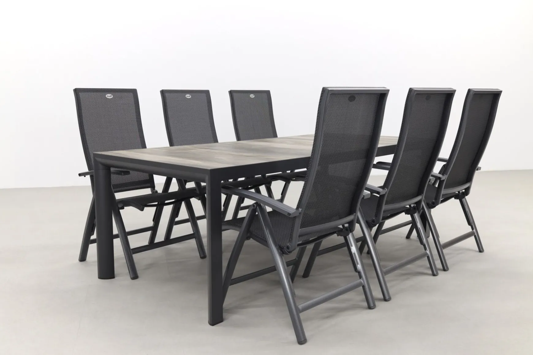 Hartman Valentino/Kings 6-persoons verstelbare dining tuinset 220x100 cm. - Antraciet