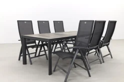 Hartman Valentino/Kings 6-persoons verstelbare dining tuinset 220x100 cm. - Antraciet