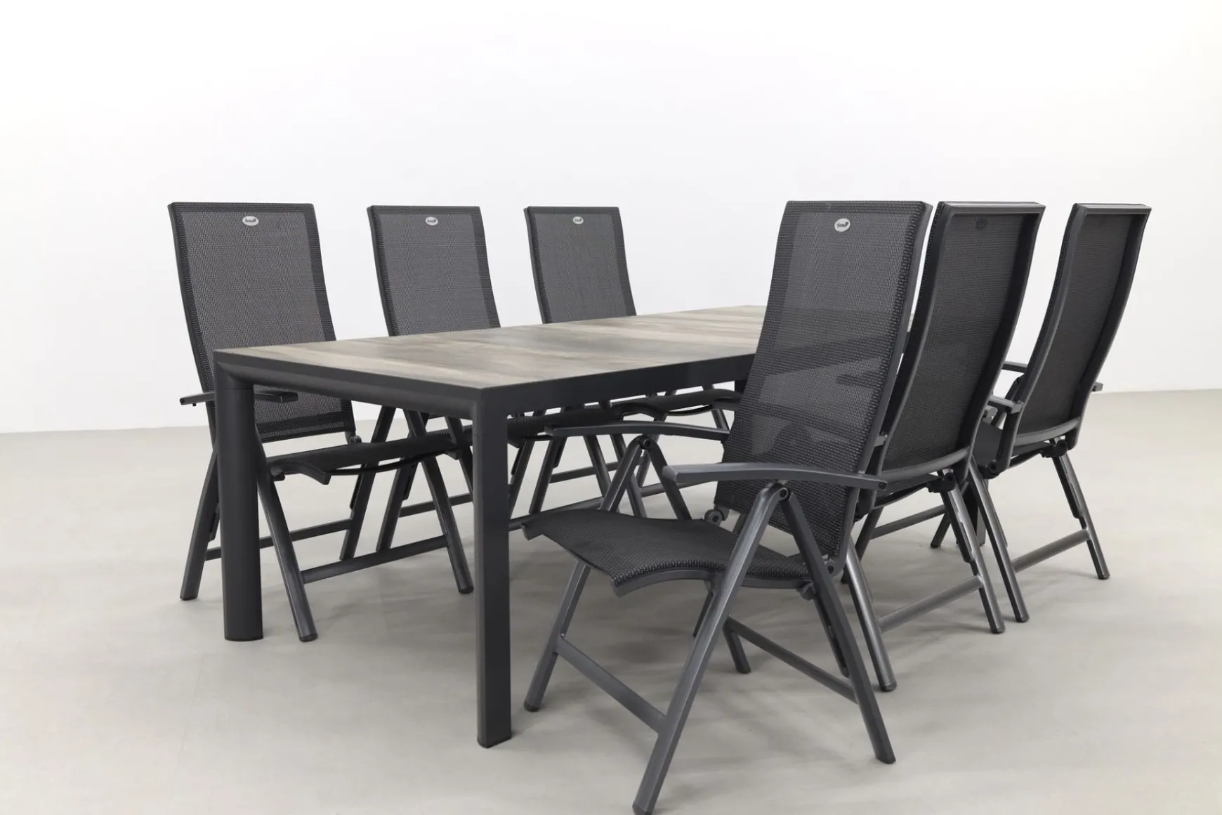 Hartman Valentino/Kings 6-persoons verstelbare dining tuinset 220x100 cm. - Antraciet