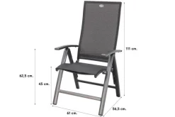 Hartman Valentino/Kings 6-persoons verstelbare dining tuinset 220x100 cm. - Antraciet