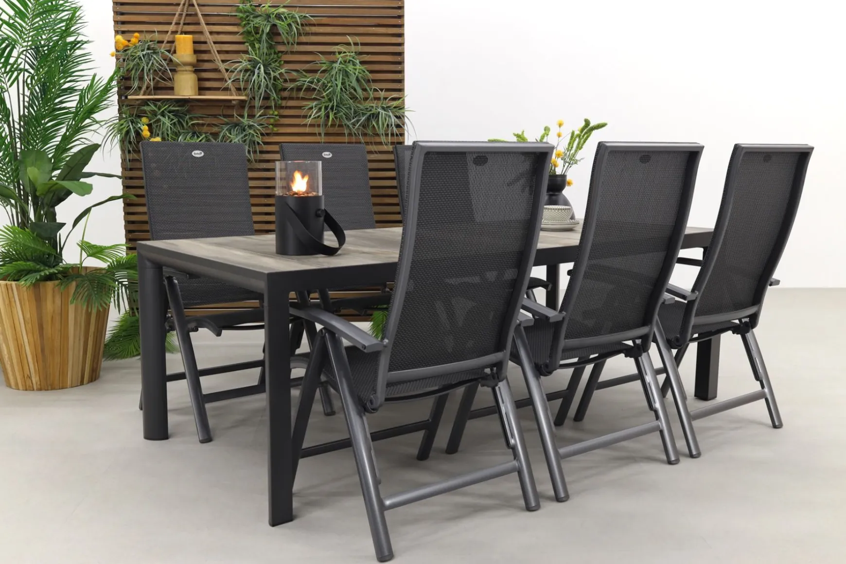 Hartman Valentino/Kings 6-persoons verstelbare dining tuinset 220x100 cm. - Antraciet