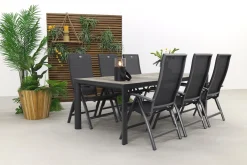 Hartman Valentino/Kings 6-persoons verstelbare dining tuinset 220x100 cm. - Antraciet