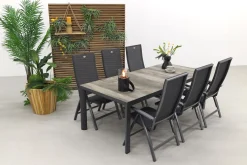 Hartman Valentino/Kings 6-persoons verstelbare dining tuinset 220x100 cm. - Antraciet