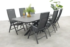 Hartman Valentino/Soreno Deens ovale verstelbare tuinset 240x110 cm. - Licht grijs